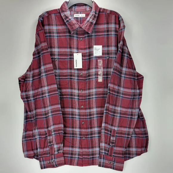 Sonoma Supersoft Flannel Long Sleeve Button Front Shirt Mens 3XL Tall Red Blue - Picture 1 of 8